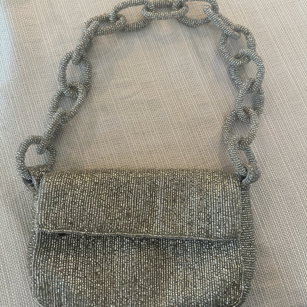 Maeve Silver Sparkly Clutch Purse